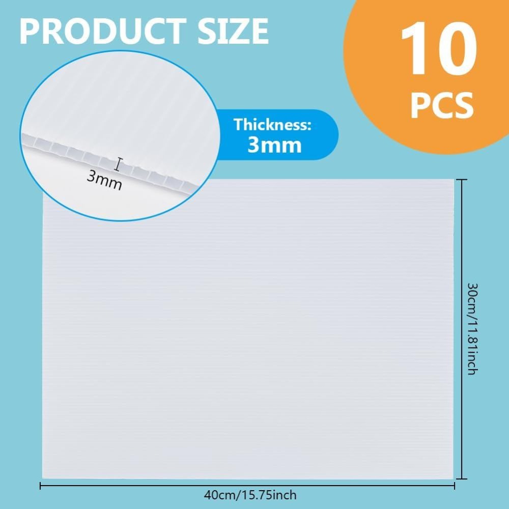 Yard Sign Blank - 10 листов белого гофрированного пластика 15,7x11,8